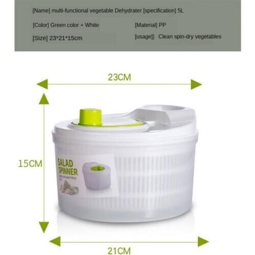 5L Salad Spinner with clear serving bowl Anti-Wobble Tech Vegetable or Lettuce Dryer
