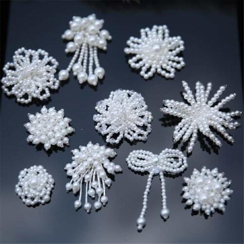 AHYONNIEX Promotion 1PC Pearl Decoration Patches Applique Sew On Wedding Clothes Shoes Bags Decoration DIY Patch