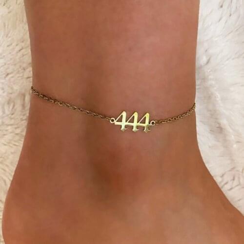 Angel Number Anklets For Women 111 222 333 444 555 666 777 888 999 Devil Ankle Bracelet Goth Boho Jewelry Beach Accessories