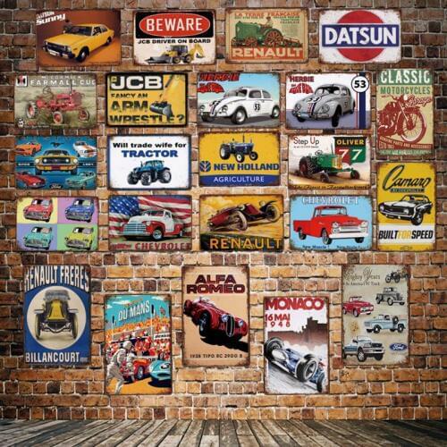 [ DecorMan ] Tractor Excavator American muscle Car Motor Metal SIGN Custom wholesale Mural Paintings Bar PUB Decor LT-1825
