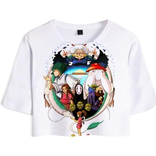 Miyazaki hayao spirited away anime movie ogino chihiro 3d tops cultures girl t shirt short woman sexy sale Short Sleeve clothes