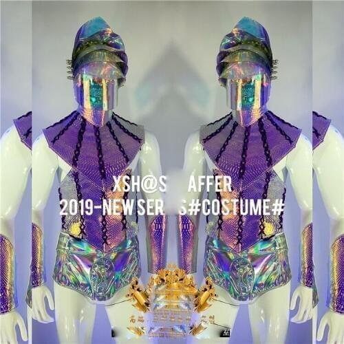 Future technology Nightclub GOGO Mens Laser Space Geometry Armor Waistband Costume men catwalk stage show wear