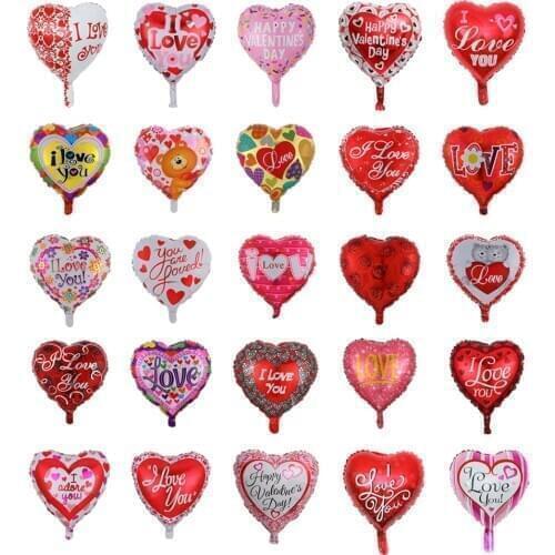 10pcs 18 inch Heart Shape Foil Balloons I Love You Valentines Day Wedding Birthday Party Decor Supplies Helium Balloons