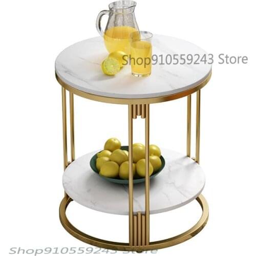 Italian Style Rock Slab Side Table Light Luxury Corner Table Small Round Table Simple Modern Small Coffee Table Bedside Table Li