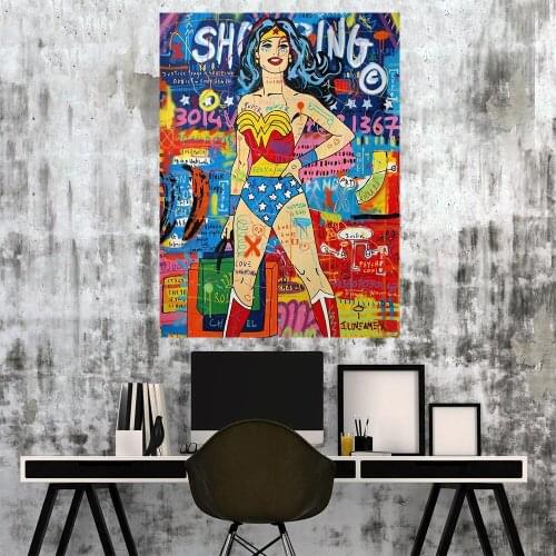 Canvas Painting Superheroes Marvel Graffiti Wall Art Deadpool Batman Marvel Posters Graffiti Picture for Living Room Home Decor