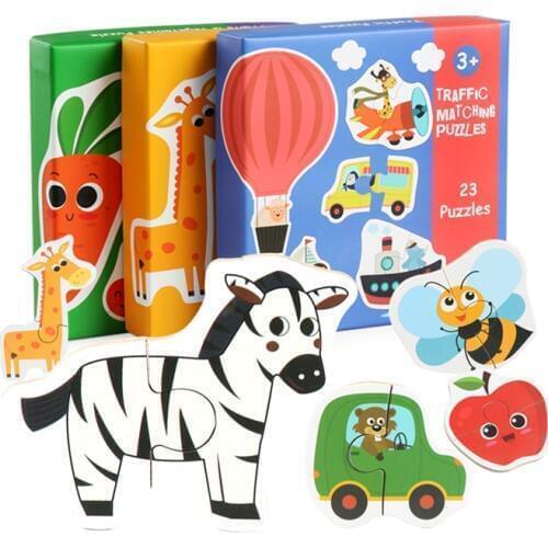 Childrens Large Pairing Jigsaw Puzzle Early Education Card Animal Traffic Vegetable Fun Creative Puzzle Game Toy Gift For Kids