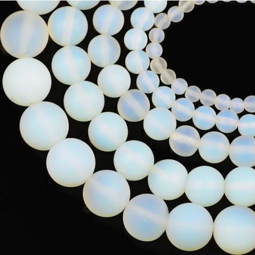 HGKLBB Natural Stone White Opal Beads Opalite Quartz 4 6 8 10 12 mm Round Loose Bead For Jewelry Making DIY Bracelet Accessories