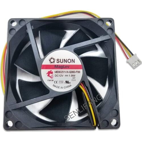 ME80251VX-Q060-F99 DC 12V 1.9W 8025 80x80x25mm 3-line 8CM Cooling Fan