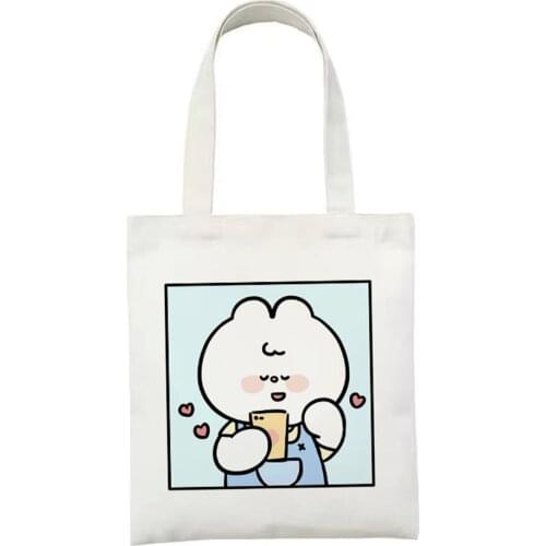 Kawaii Cute Leisure Handbag Funny Canvas Shoulder Bag Cartoon Print Printing Receive Girls Fashion Casual Pacakge Hand Bag