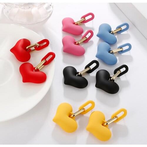 Cute Kawaii Acrylic Love Metal Earrings Accessories Three-dimensional Simple Earrings Womens Gifts 2021 New Earrings