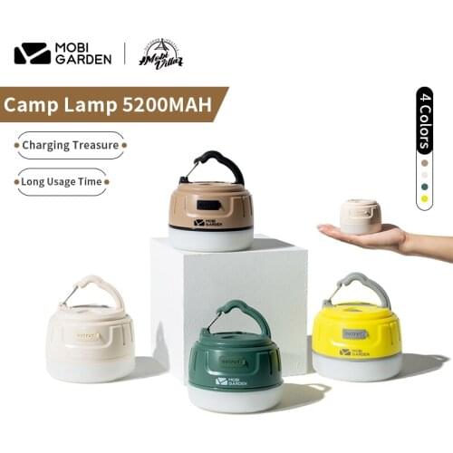 MOBI GARDEN Outdoor Ultralight MINI Camp Lamp LED 5 Lighting Mode Absorption Lamp 8-50H Lighting Time 5200Mah ABS IPX6 Tent Lamp