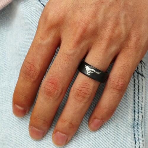 MOREDEAR 8mm Titanium Ring For Men And Women Wolf Ring