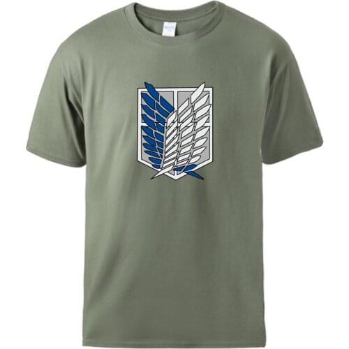 Attack on Titan Mens Tee shirts Harajuku Short Sleeve Summer Graphic T shirts Soild Vintage Retro Breathable Homme Camiaetas