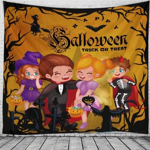 Halloween Evil Pumpkin Print Wall Tapestry Tapestries Wall Hanging Flower Psychedelic Tapestry Wall Hanging Decor Halloween Deco