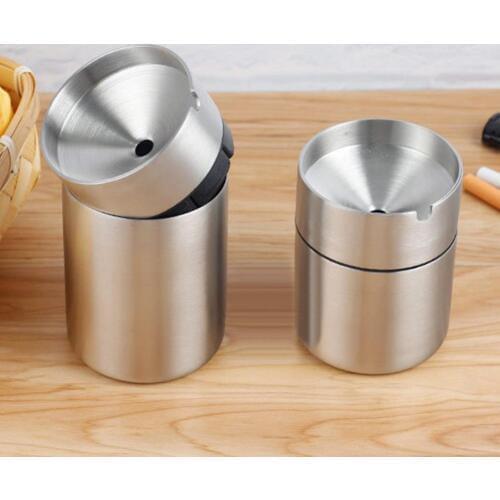 Stainless Steel Car Ashtray Windproof Smoking Cigarettes Ash Holder Container 2020