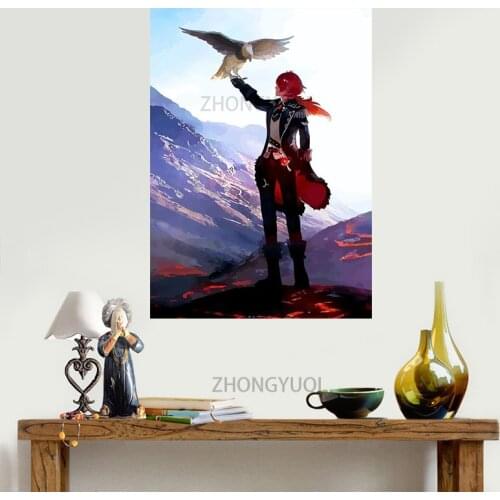 Anime poster genshin impact cartoon painting home room bedroom decoration canvas wall art framed one piece