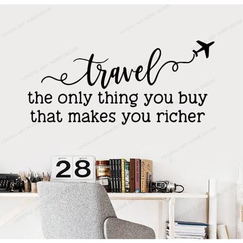 Travel Adventure Quotes Wall sticker Boys Room Plane Quotes Living Room Nordic Style Office Room Wall Decals vinilo pared WU323