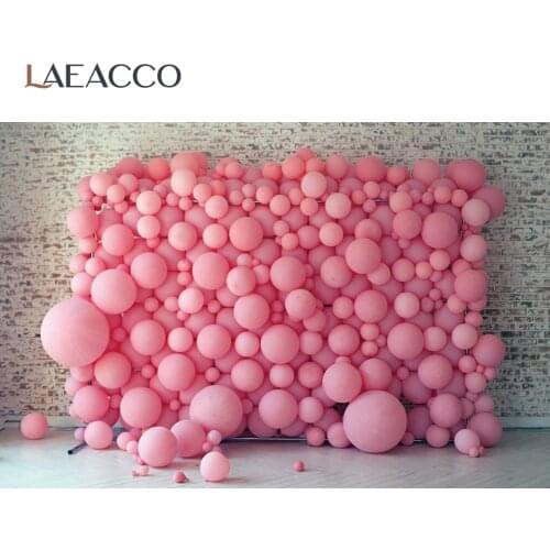Pink Balloons Stage Birthday Princess Party Brick Wall Love Child Portriat Photo Background Photography Backdrop Photo Studio