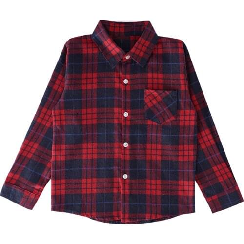 Children Boys Shirt Classic Long Sleeve Lapel Plaid Shirts Casual Girls Cotton Blouse Baby Boy Shirts Spring Autumn Kids Clothes