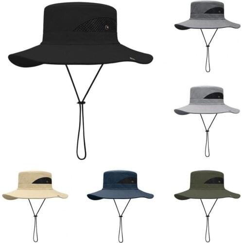 Mens Hat Sunscreen UV Breathable Wear-resistant Fisherman Bucket Hat Fashion Breathable Compressible Beach Sun Caps for Outdoor