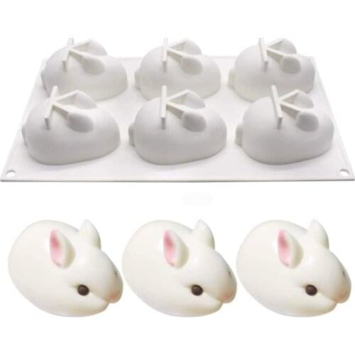 Rabbit Cake Molds for Baking Dessert Rabbit Mould Mousse Cake Decorating Silicone 3D Bunny Silicone Molds Decoration Accessories