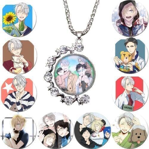 Cute Rotatable Double faced Necklace Pendant Anime YURI!!! on ICE Yuri Victor Luxury Cosplay Women Girl Xmas Gift BSDYL