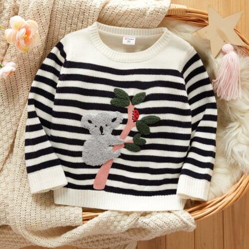 Toddler Boy Koala Tree Pattern Stripe Knit Sweater