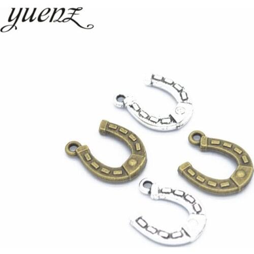 YuenZ 20 pcs 2 color Antique Silver Plated alloy Horseshoe Charms Pendants for Jewelry Making DIY Handmade Craft 15*12mm D9130