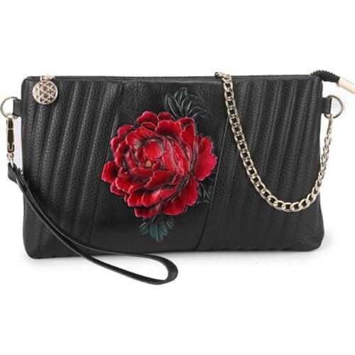 Genuine Leather Women Embossing Messenger Bag Famous Brand Female Shoulder Bag Envelope Clutch Bag Crossbody Bag Purse For Women