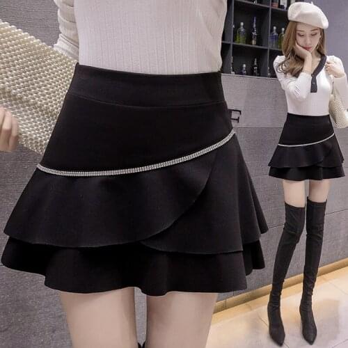2020 irregular high waist short a-line skirt female autumn and winter new Korean version of thin ruffled skirt