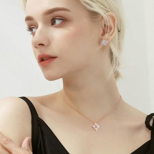 ZHOUYANG Jewelry Sets For Women Romantic Snowflake Austrian Crystals Rose Gold Color Earrings Necklace Gift Fashion Jewelry S509