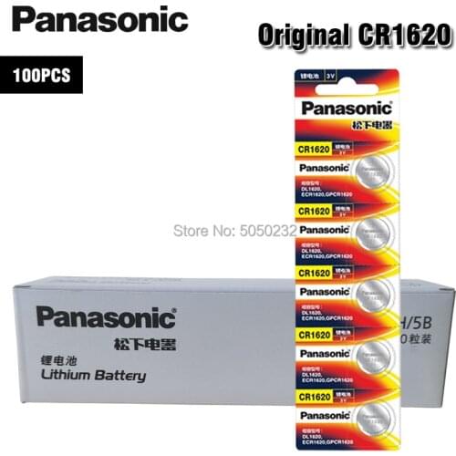 100Pcs Panasonic 100% Original CR1620 3V Lithium Battery Button Coin Cell Remote Control Calculator For Watch Car Remote Key Fob