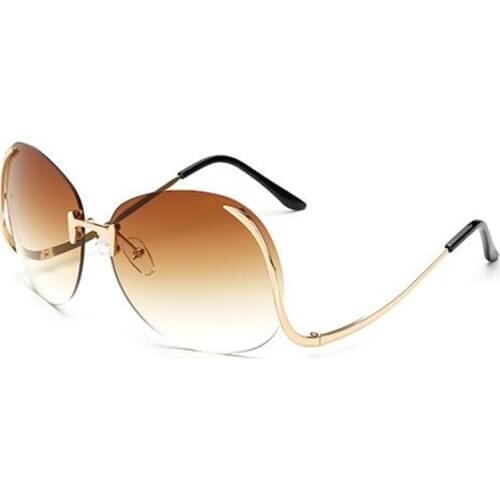 2021 Fashion Oversized Rimless Sunglasses Women Brand Designer Gradient Sun Glasses Vintage Luxury Big Glasses Zonnebril Dames
