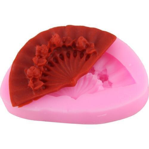 3 pieces/lot) Latest 6 * 4 * 1.1 CM Classical fan with flower shape cake mold sugarcraft pastry molde de silicone para fondant