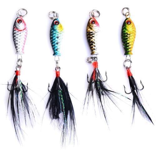 40PCS/Lot Metal Spinner Fish Lure 6g 6.5cm Feather Bait Striped bass Killer bait Long shot Fishing tackle