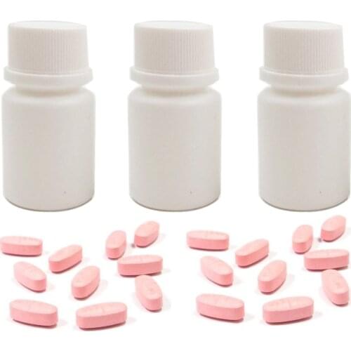 40pcs HDPE White Plastic Pill Bottles 20ml Pharmaceutical Capsule Container Vitamin Bottle with Tamper Proof Caps