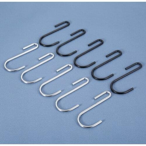 5 PCS Heavy Duty Kitchen Bathroom S Shaped Hanging Hook Black Hangers For Hanging Pans Pots Bag Towels Storage Holder 90mm