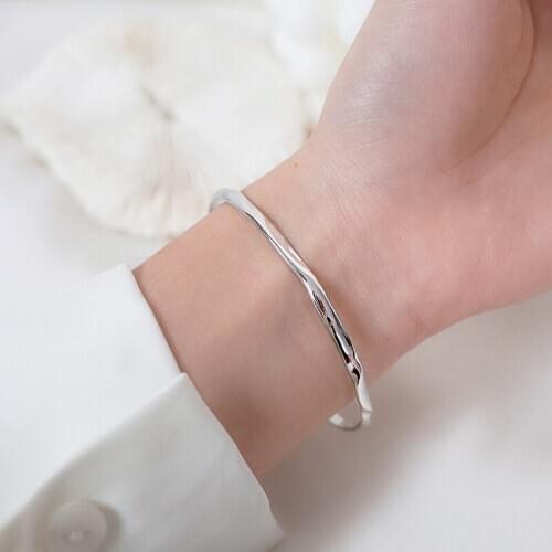 925 Sterling Silver Adjustable Simple Bracelet &Bangle Handmade Party Jewelry For Women Girls sl227