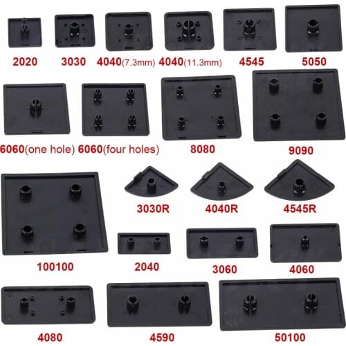 10PCS Black Nylon Aluminum Profile End Cap Cover Plate for 2020/2040/3030/4040/4080/4545/5050/6060/100100 EU Aluminum Extrusion