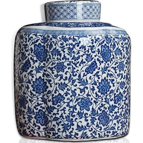 Jingdezhen Ceramics storage jar pot New Chinese Style Blue And White Tea Pot porcelain jar vase