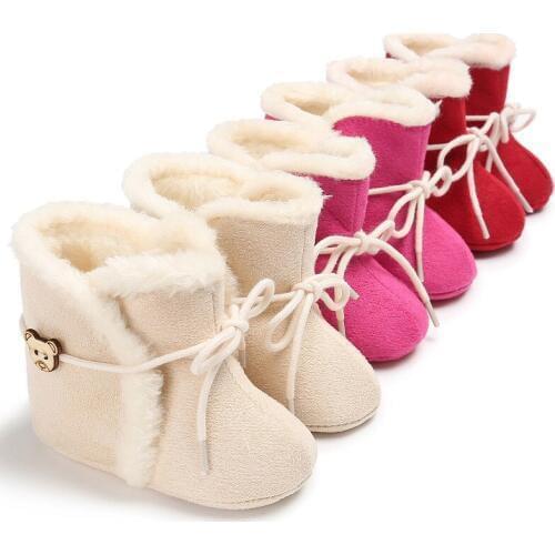 0-1-Year-Old Baby Boots Film Bear Head Buckle xie er Soft Bottom Toddler Shoes