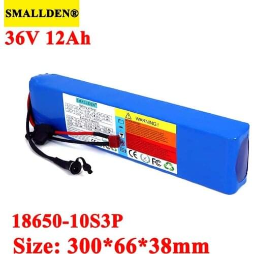 SMALLDEN 36V 12.0Ah 10Ah 8Ah E-bike 18650 lithium battery pack Electric bicycles Scooter built-in 30A BMS and Fuse device 600W