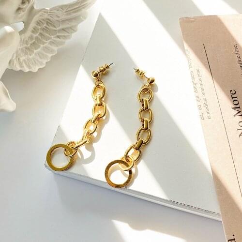 Gradual loop circle long drop earring for women gold chain tassel statement earring hyperbole party summer earring trendy 2021