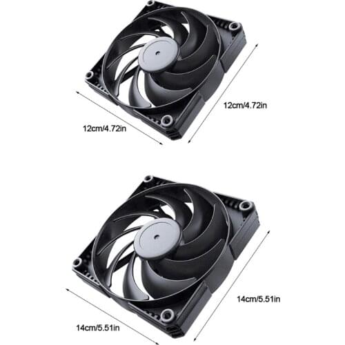 K92C Phanteks PWM Fan Silence Chassis Radiator High Airflow Nine-Blade Design Rubber Dampening Washers Black 120mm/140mm