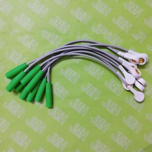 10PCS 4.0MM Female banana ECG/EKG/EEG/EMG electrodes adapter cable,4.0 Banana connector shift to snap test leadwire
