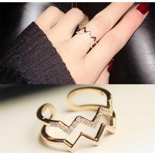 Ring Engagement Rose Gold Color Gift Band Fashion Double Wedding Women Crystal Jewelry Sweet ring