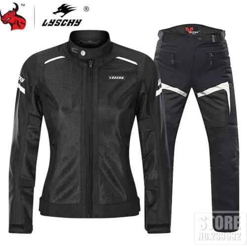 LYSCHY Motorcycle Jacket + Motorcycle Pants Set Women Breathable Motorbike Jacket Jaqueta Moto Motoqueiro Jackets Motorcycle