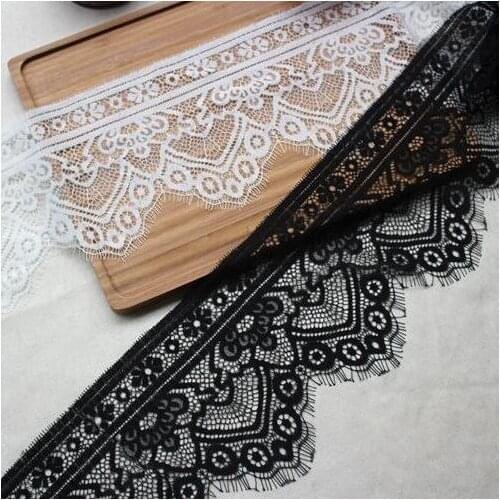 Width 14cm 3m length Eyelash Lace Ribbon classical Floral Embroidered for Garment Decoration and DIY Craft Lace Trimming
