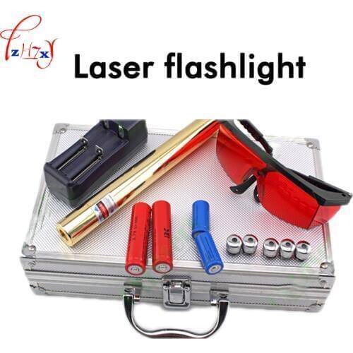 DC 7V Full - copper Laser Fashlight Visible Distance of 1000 Meters OX-BX8 Pro Laser Light With 5 Effect Lamp Head 1PC