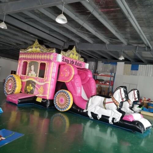 Horse Look Inflatable trampoline bouncy house with slide birthday gift for kids